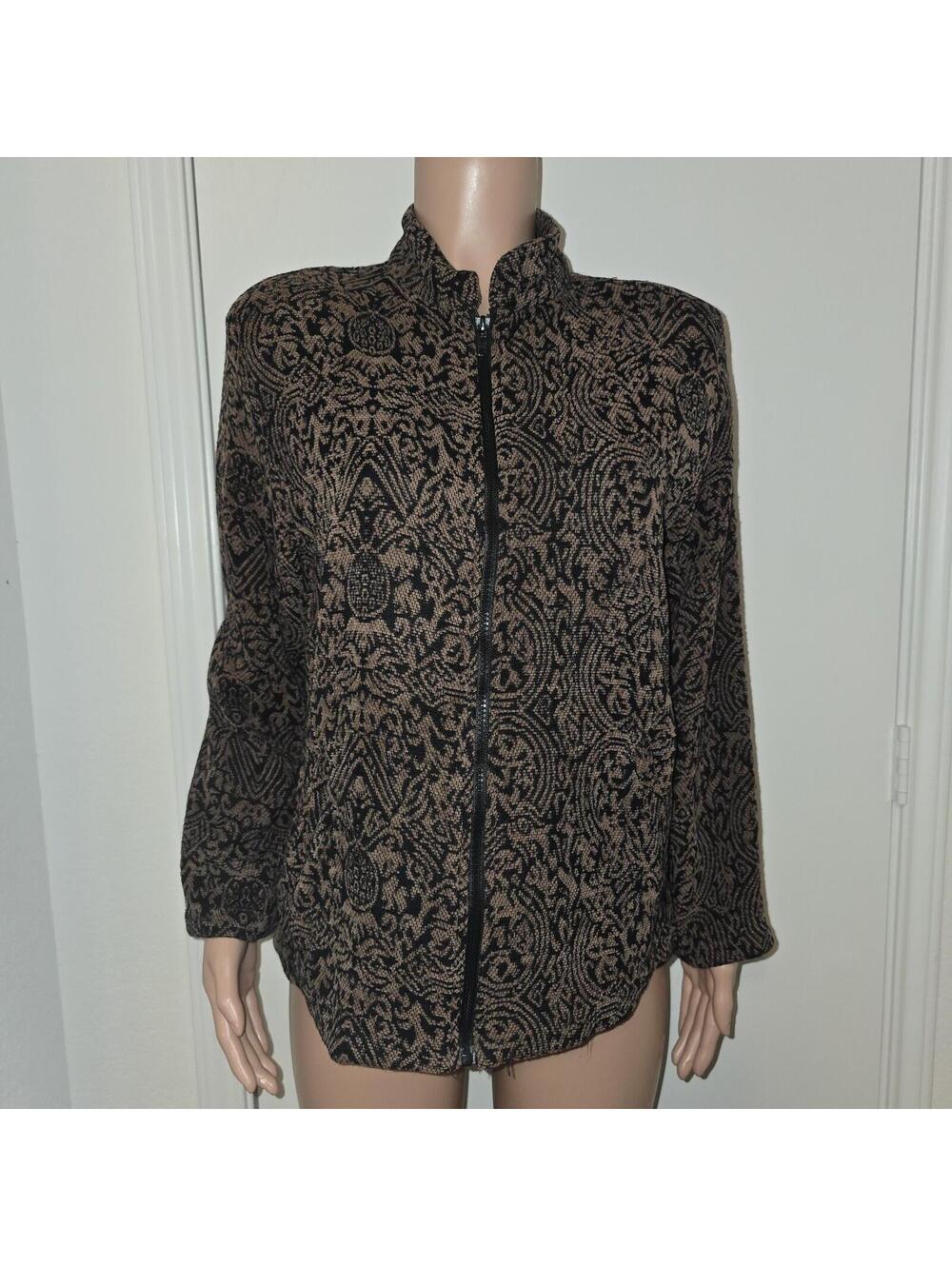 Vintage White Stag Ornate Damask Patterned Brown Tapestry Jacket Sz M/L